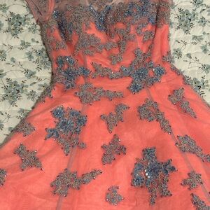 Sherri Hill Sadie Robertson Live Original Coral & Blue Dress
